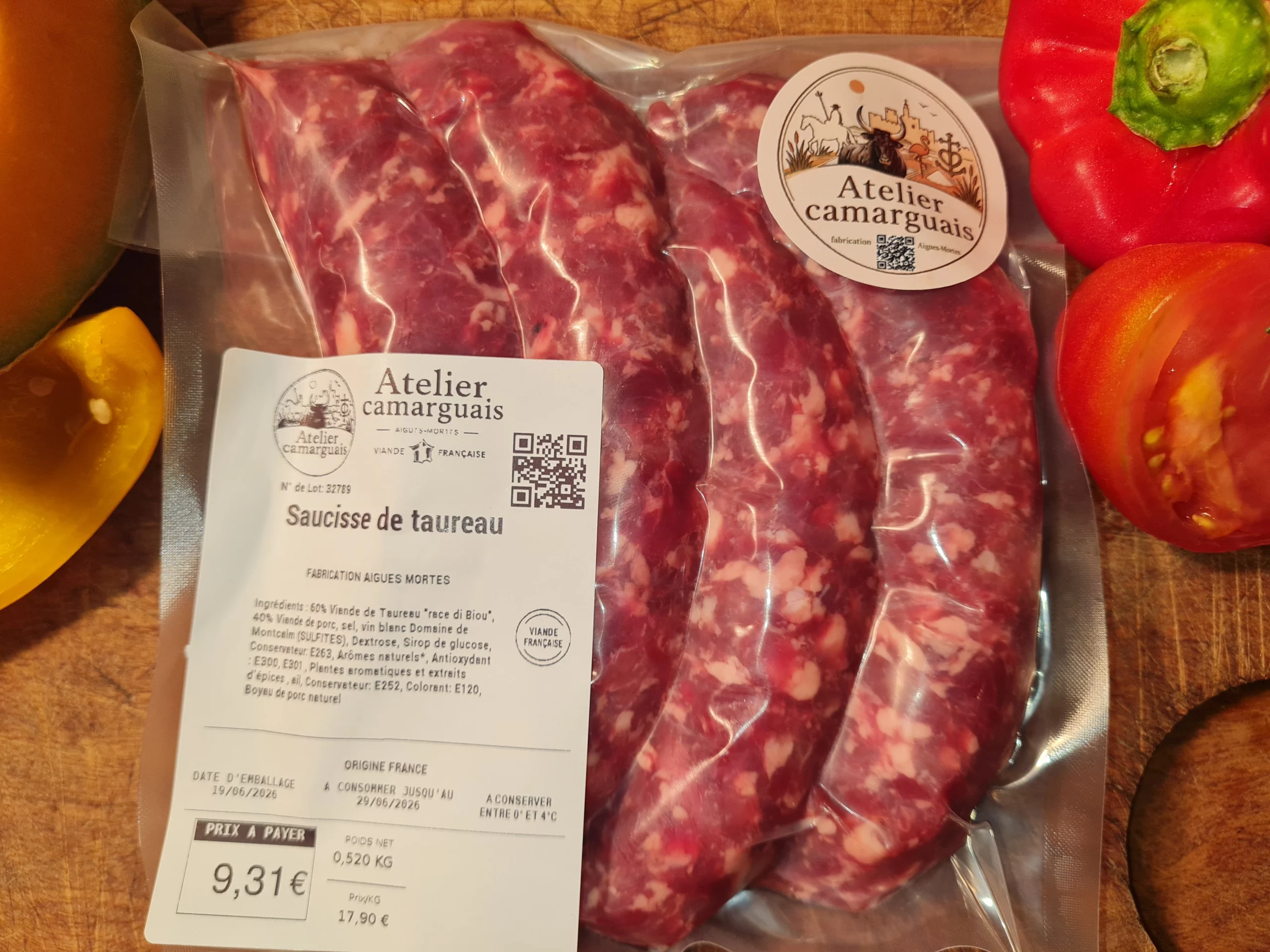 saucissse de taureau atelier camarguais boucherie aigues mortes