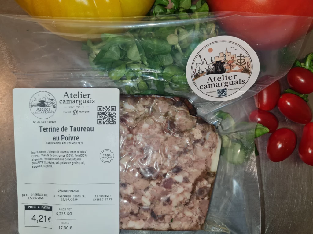 terrine de taureau aux poivres atelier camarguais boucherie aigues mortes