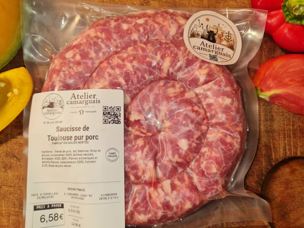 saucissse de toulouse atelier camarguais boucherie aigues mortes